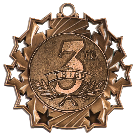 [TS422B] 2 1/4" Antique Bronze 3rd Place Ten Star Medal