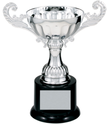 [CMC101S] 6 1/2" Silver Completed Metal Cup Trophy on Plastic Base