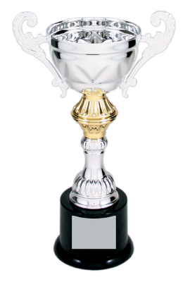 [CMC201S] 8 3/4" Silver Completed Metal Cup Trophy on Plastic Base