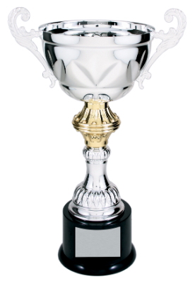 [CMC204S] 13" Silver Completed Metal Cup Trophy on Plastic Base