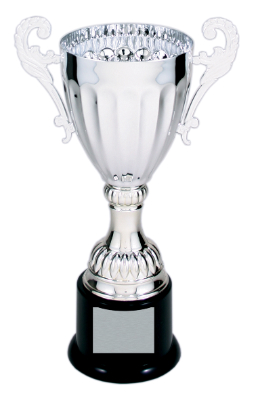 [CMC301S] 8 3/4" Silver Completed Metal Cup Trophy on Plastic Base