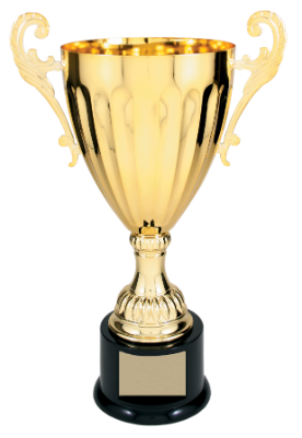 [CMC304G] 13 1/4" Gold Completed Metal Cup Trophy on Plastic Base