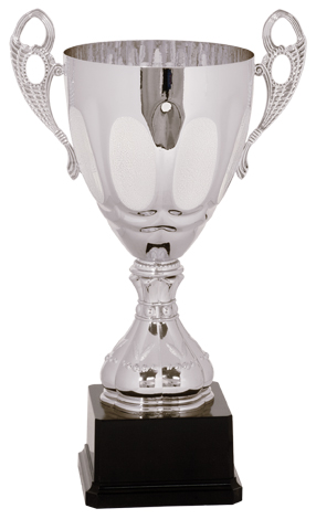 [CMC703S] 14" Silver Completed Metal Cup Trophy on Plastic Base