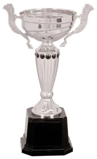 [CMC281S] 10" Silver Completed Metal Cup Trophy on Plastic Base