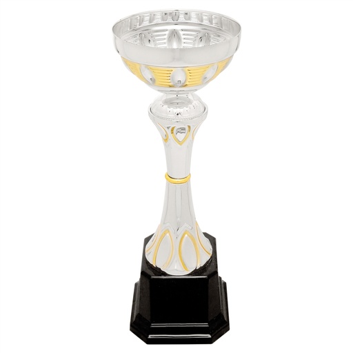 [CMC291] 9 3/4" Silver/Gold Completed Metal Cup Trophy on Plastic Base