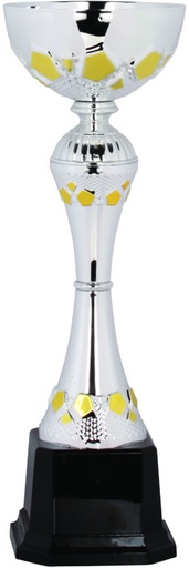 [CMC311] 10 3/4" Silver/Gold Completed Metal Cup Trophy on Plastic Base