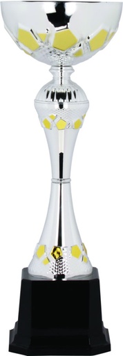 [CMC313] 13 1/4" Silver/Gold Completed Metal Cup Trophy on Plastic Base