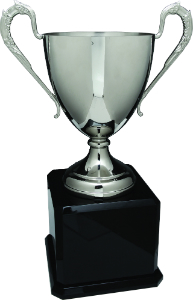 [CMC955] 19 1/4" Silver Swatkins Cup with Black Royal Piano Finish Base