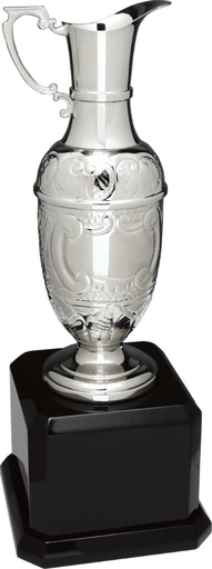 [CMC957] 16" Silver Swatkins Hand-Chased Claret Jug with Black Royal Piano Finish Base