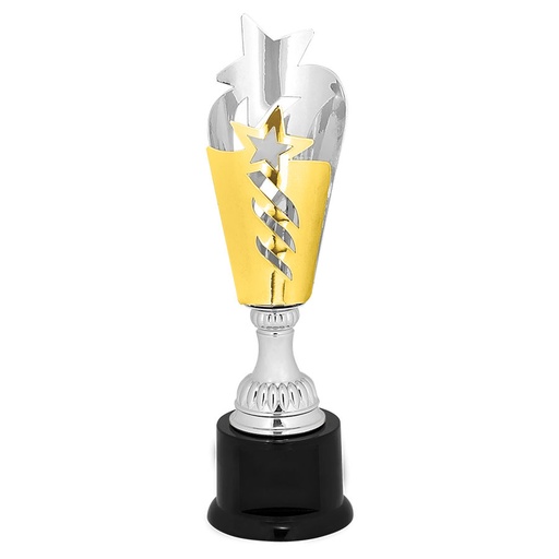 [CMC808] 11" Silver & Gold Star Completed Metal Cup Trophy on Plastic Base