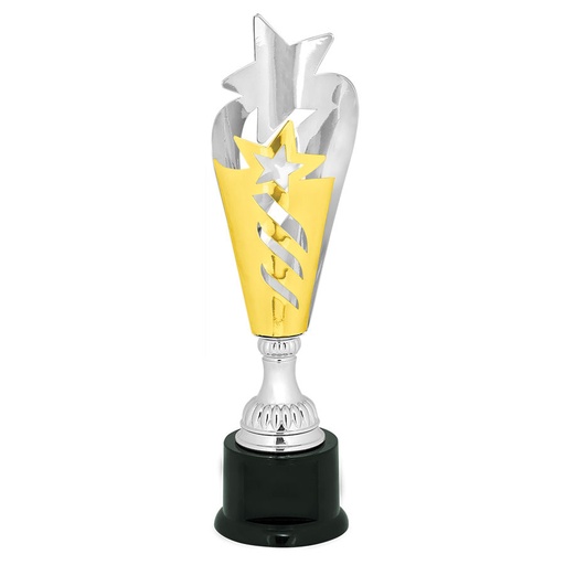 [CMC809] 14" Silver & Gold Star Completed Metal Cup Trophy on Plastic Base