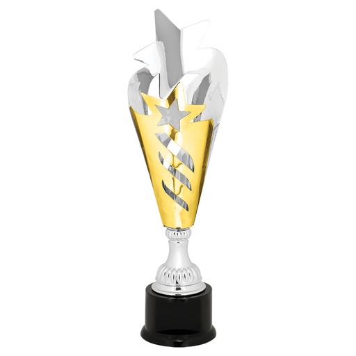 [CMC810] 17 3/4" Silver & Gold Star Completed Metal Cup Trophy on Plastic Base