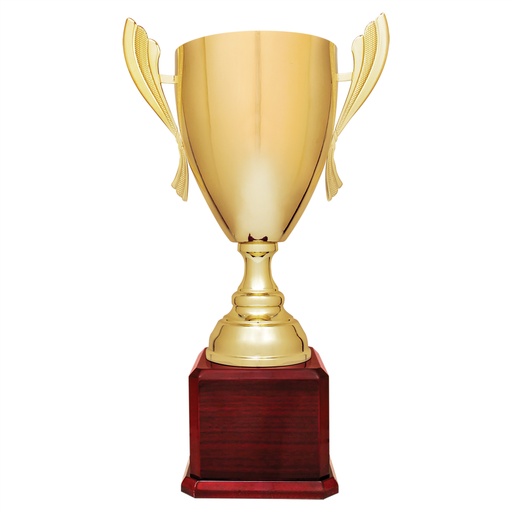 [CMC930G] 22" Gold Completed Metal Cup Trophy on Rosewood Royal Piano Finish Base