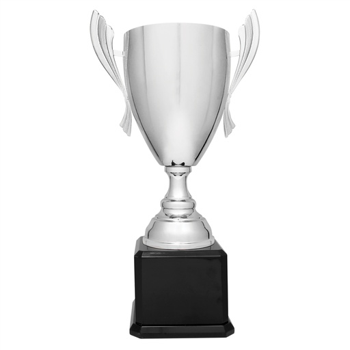 [CMC930S] 22" Silver Completed Metal Cup Trophy on Black Royal Piano Finish Base