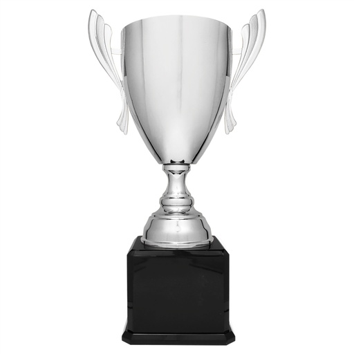 [CMC931S] 24 3/4" Silver Completed Metal Cup Trophy on Black Royal Piano Finish Base
