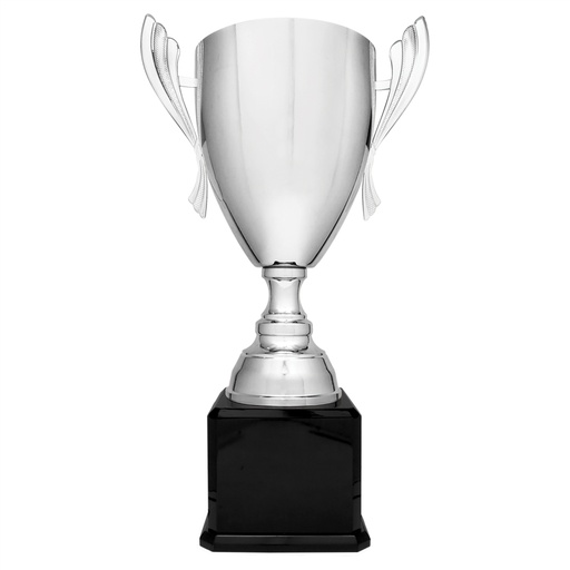 [CMC932S] 26 1/2" Silver Completed Metal Cup Trophy on Black Royal Piano Finish Base