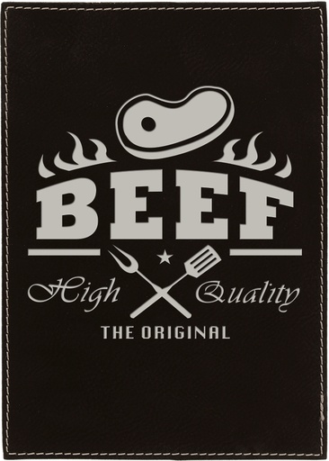 [LLP679] 7" x 9" Black/Silver Laserable Leatherette Plaque