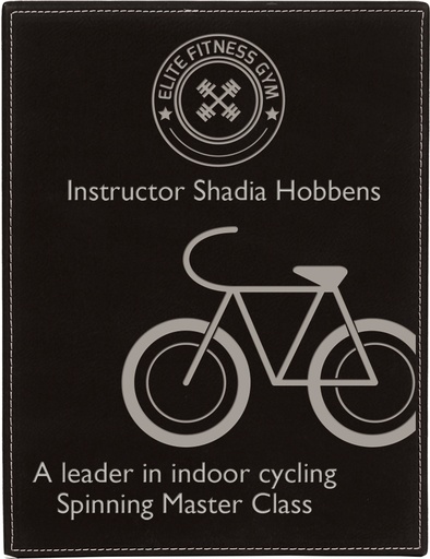 [LLP6912] 9" x 12" Black/Silver Laserable Leatherette Plaque