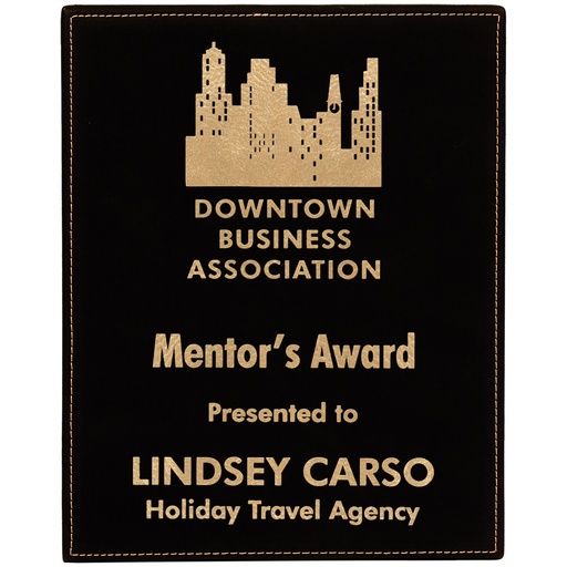 [LLP3810A] 8" x 10" Black/Gold Laserable Leatherette Plaque