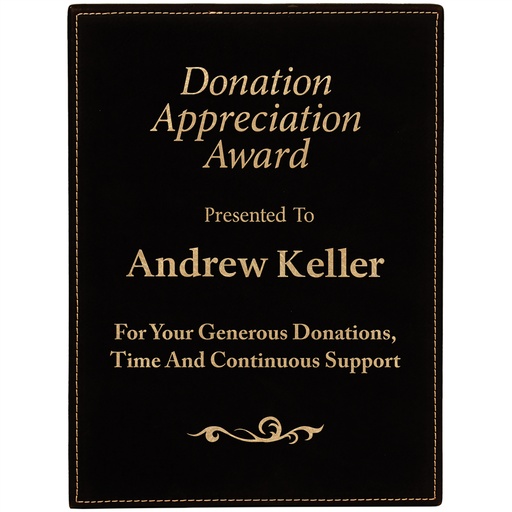 [LLP3912A] 9" x 12" Black/Gold Laserable Leatherette Plaque