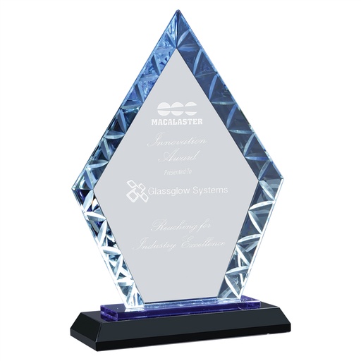 [ACG11BU] 7 1/2" Diamond Accent Glass on Blue & Black Base