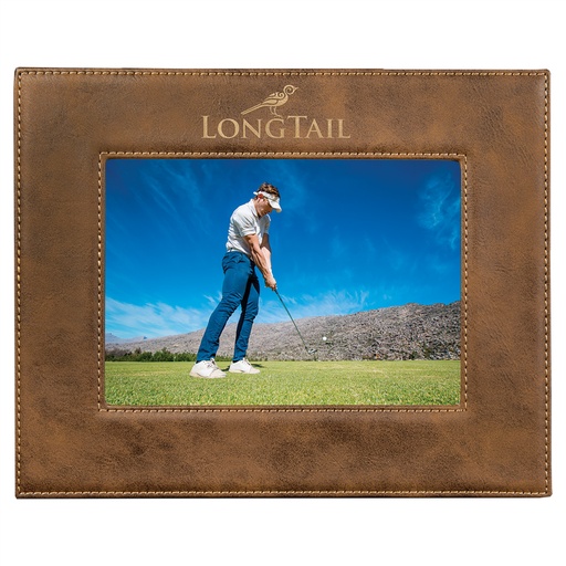 [LLF1057] 5" x 7" Rustic/Gold Laserable Leatherette Photo Frame
