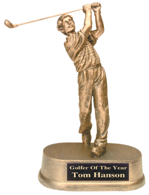 [JDS43] 8 3/4" Antique Gold Male Golf Resin
