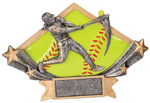 [DSR57] 8 1/2" x 5 3/4" Female Softball Diamond Star Resin