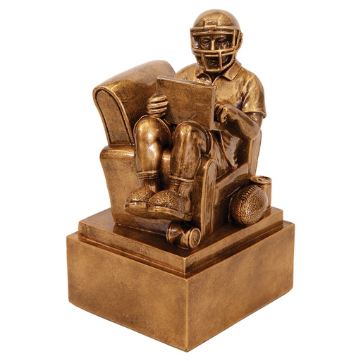 [FTB301] 6" Antique Gold Fantasy Football Man in Chair Resin