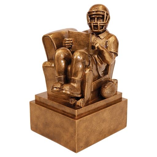 [FTB302] 9" Antique Gold Fantasy Football Man in Chair Resin