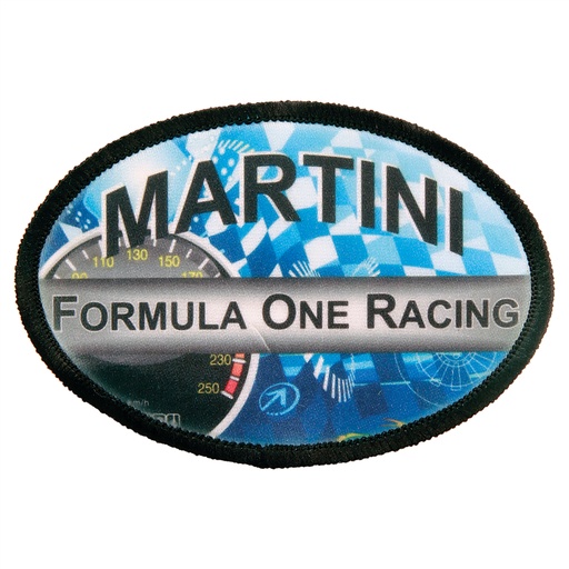 [SBL232] 3" x 2" Oval Sublimatable Patch with Adhesive & Black Border