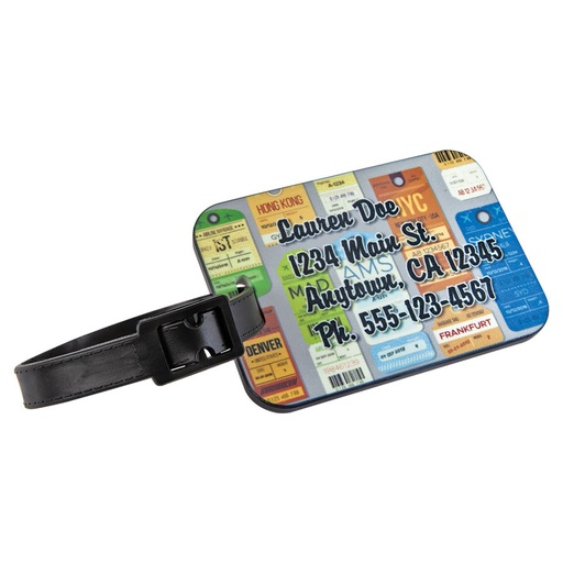 [SBL271] 3" x 2" Sublimatable Polymer Rectangle Luggage Tag with Black Edge and Strap