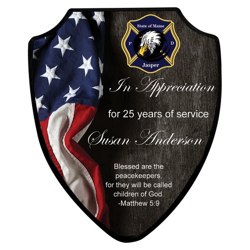 [UN5745] 5" x 6" Unisub Sublimatable Shield Plaque with Black Edge