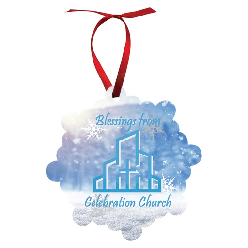 [UN4102] 3" x 3" Gloss White Unisub Aluminum London Ornament, 2-sided