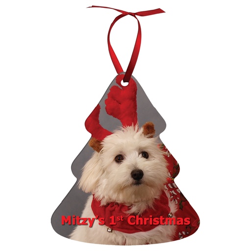 [UN4334] 3.95" x 3.38" Gloss White Unisub Aluminum Tree Ornament, 2-sided