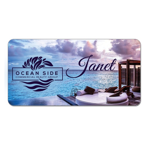 [UN4466] 3" x 1.5" Matte White Unisub Aluminum Name Badge with Radius Corners
