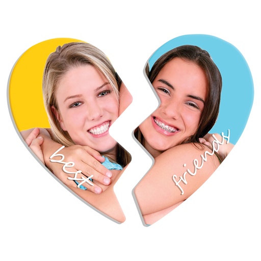 [UN4663] 3.18" x 2.73" Gloss White Unisub Aluminum Sublimatable Two-Part Heart Magnet