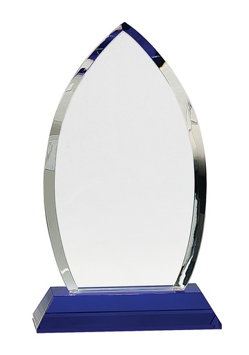 [CRY268] 10" Crystal Oval on Blue Pedestal Base