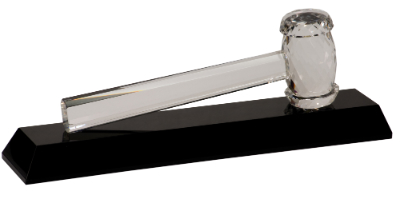[CRY047] 13 7/8" x 4 1/4" Crystal Gavel on Black Base