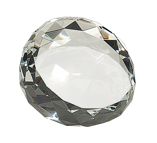 [CRY66] 3 1/2" x 2" Clear Round Crystal Facet Paperweight