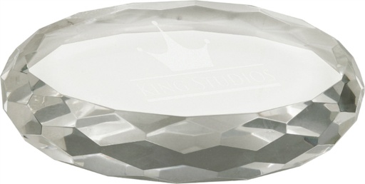 [CRY1420] 4" x 2 3/4" Clear Oval Crystal Paperweight