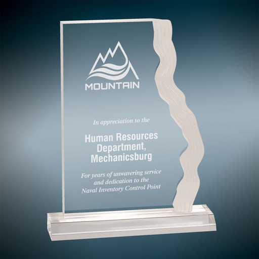 [WTR7C] 5" x 7" Clear Frosted Waterfall Edge Acrylic with 5 1/2" Base