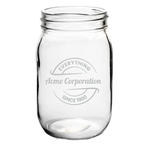 [GLS-55316] Deep Etched or Lasered 16 oz Drinking Jar / Mason Jar