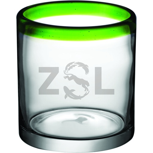 [GLS-A020312G] Acopa Tropic 12 oz. Rocks / Old Fashioned Glass with Green Rim