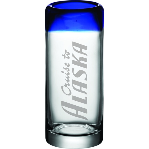 [GLS-A020503B] Acopa Tropic 3 oz. Shooter Glass with Blue Rim