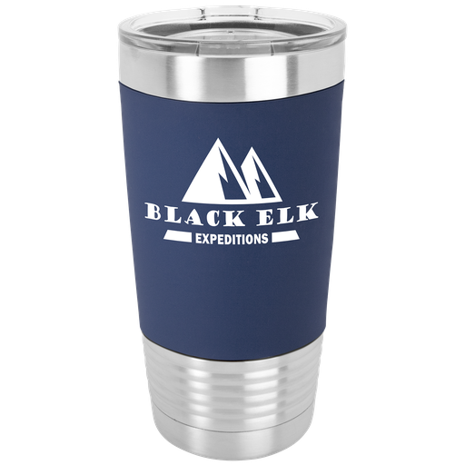 [LTM5404] 20 oz. Navy Blue/White Polar Camel Tumbler with Silicone Grip and Clear Lid