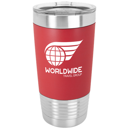 [LTM5402] 20 oz. Red/White Polar Camel Tumbler with Silicone Grip and Clear Lid