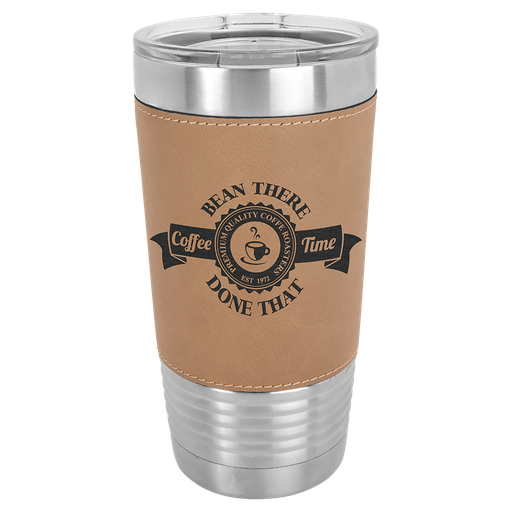 [LTM5201] 20 oz. Light Brown Laserable Leatherette Polar Camel Tumbler with Clear Lid