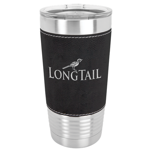 [LTM5203] 20 oz. Black/Silver Laserable Leatherette Polar Camel Tumbler with Clear Lid