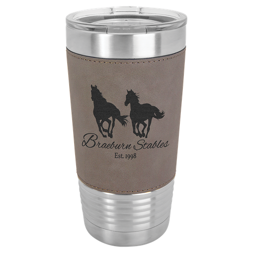 [LTM5205] 20 oz. Gray Laserable Leatherette Polar Camel Tumbler with Clear Lid